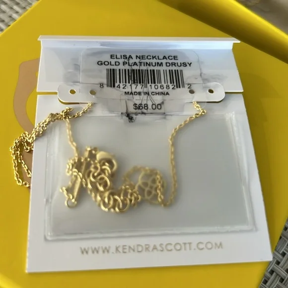 Kendra Scott NWT Elisa Necklace in gold Platinum drusy - Picture 2 of 2